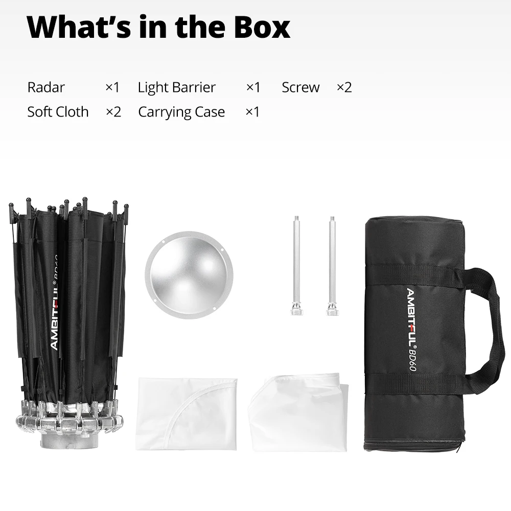 AMBITFUL 80cm parabolic Bowens Mount beauty dish Quick Folding softbox for Studio Photography Outdoor shooting