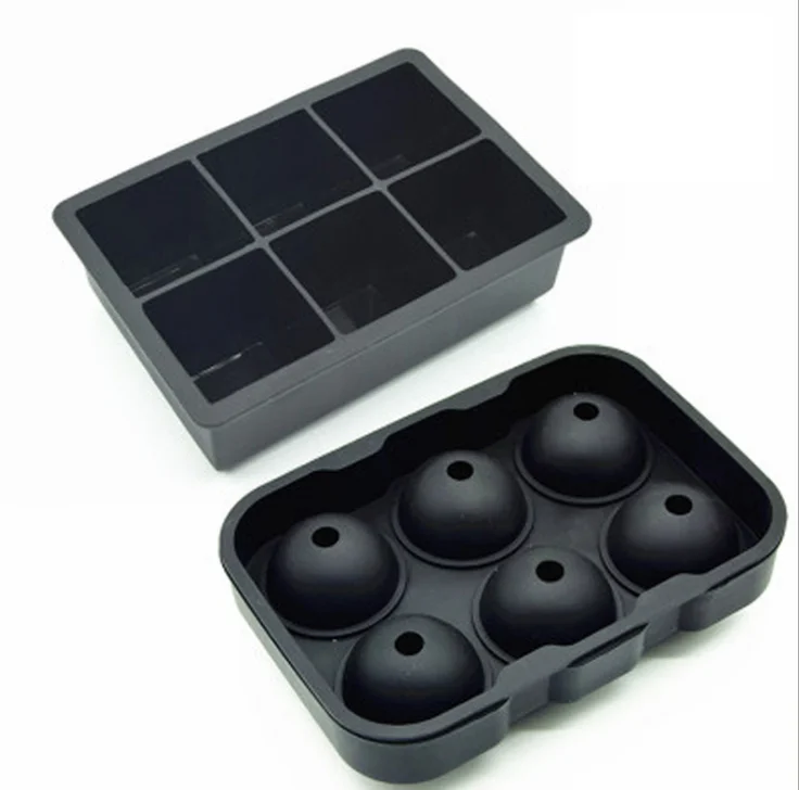 Customized Color Eco-friendly Natural Healthy Sustainable Use 6 Cavity Wholesale Large Silicone Ice Cube Trays
