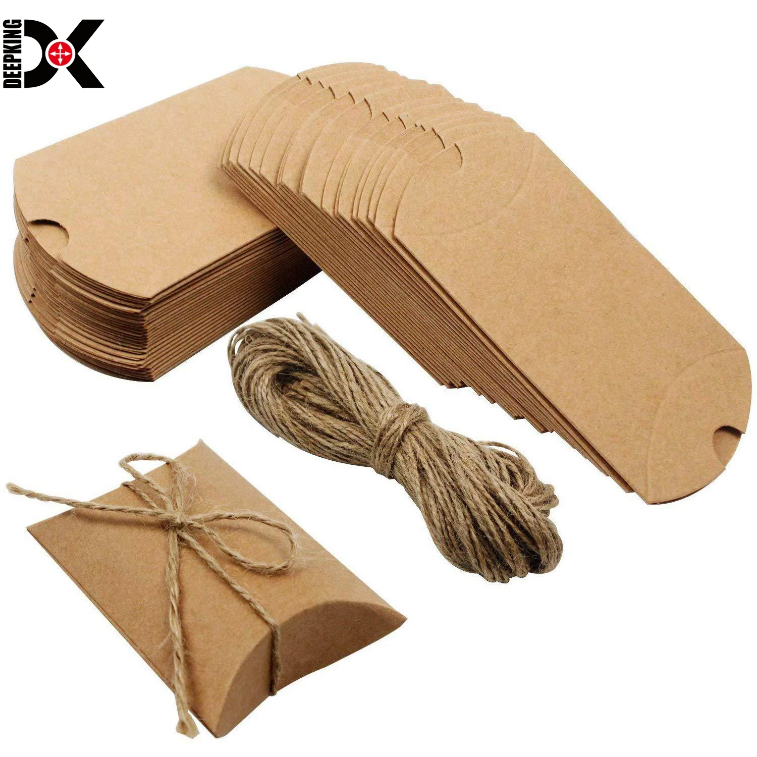 Custom Brand Name Candy Gift Paper Box Recyclable Eco-friendly Brown Kraft Paper Pillow Box