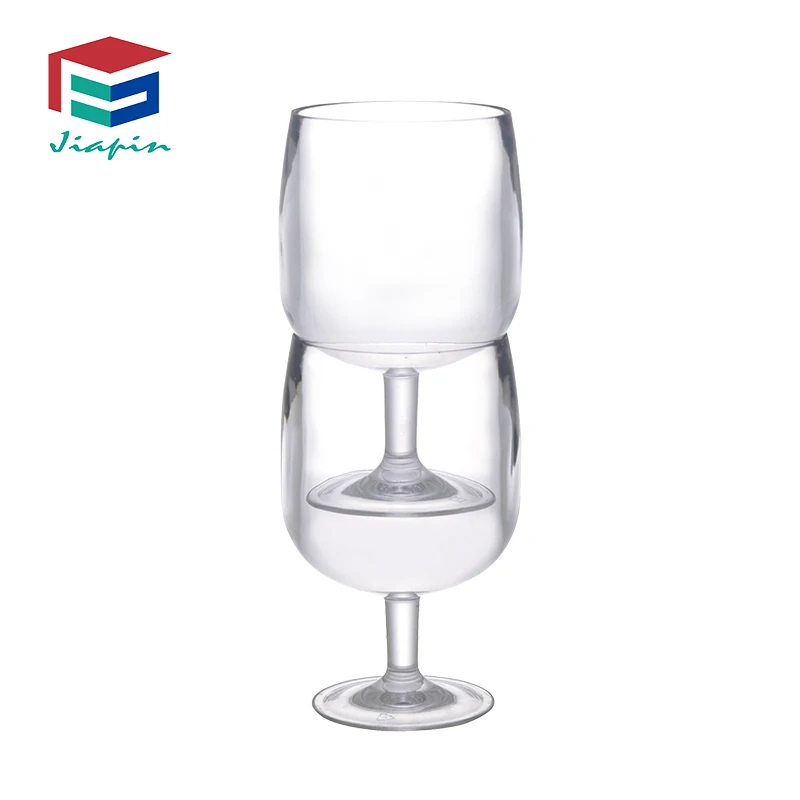 Stackable Picnic Drinking Cup decorative Transparent 16 oz with stem SAN 7OZ plastic wine glasses