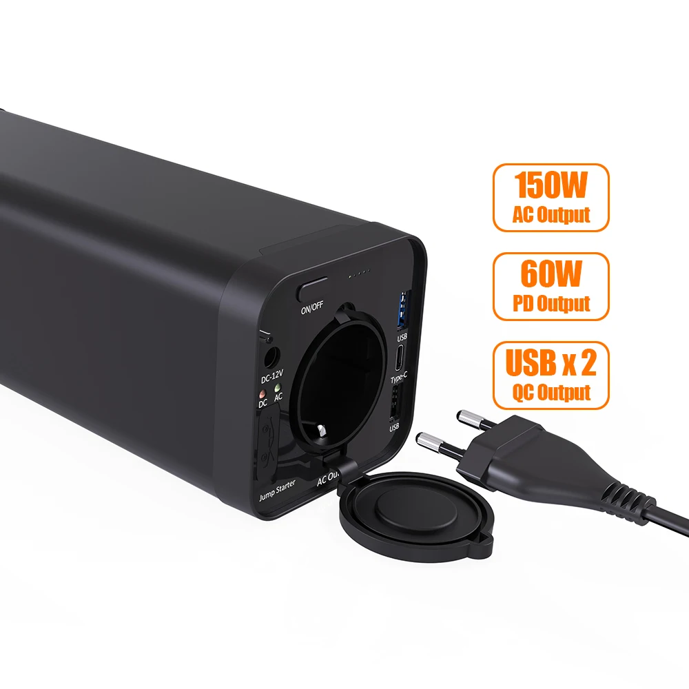 Shenzhen Delong 110V 220v AU UK AC Output Notebook Laptop 150w Solar Energy Portable Power Station AC Power Bank