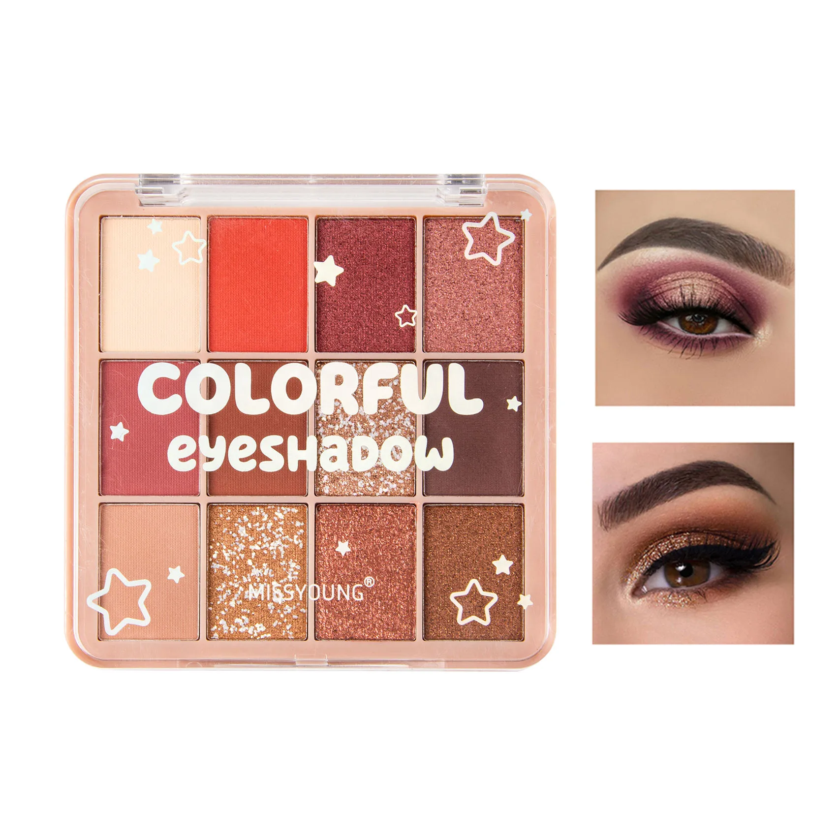Factory directly custom 12 colors eyeshadow palette pigmented red pink makeup