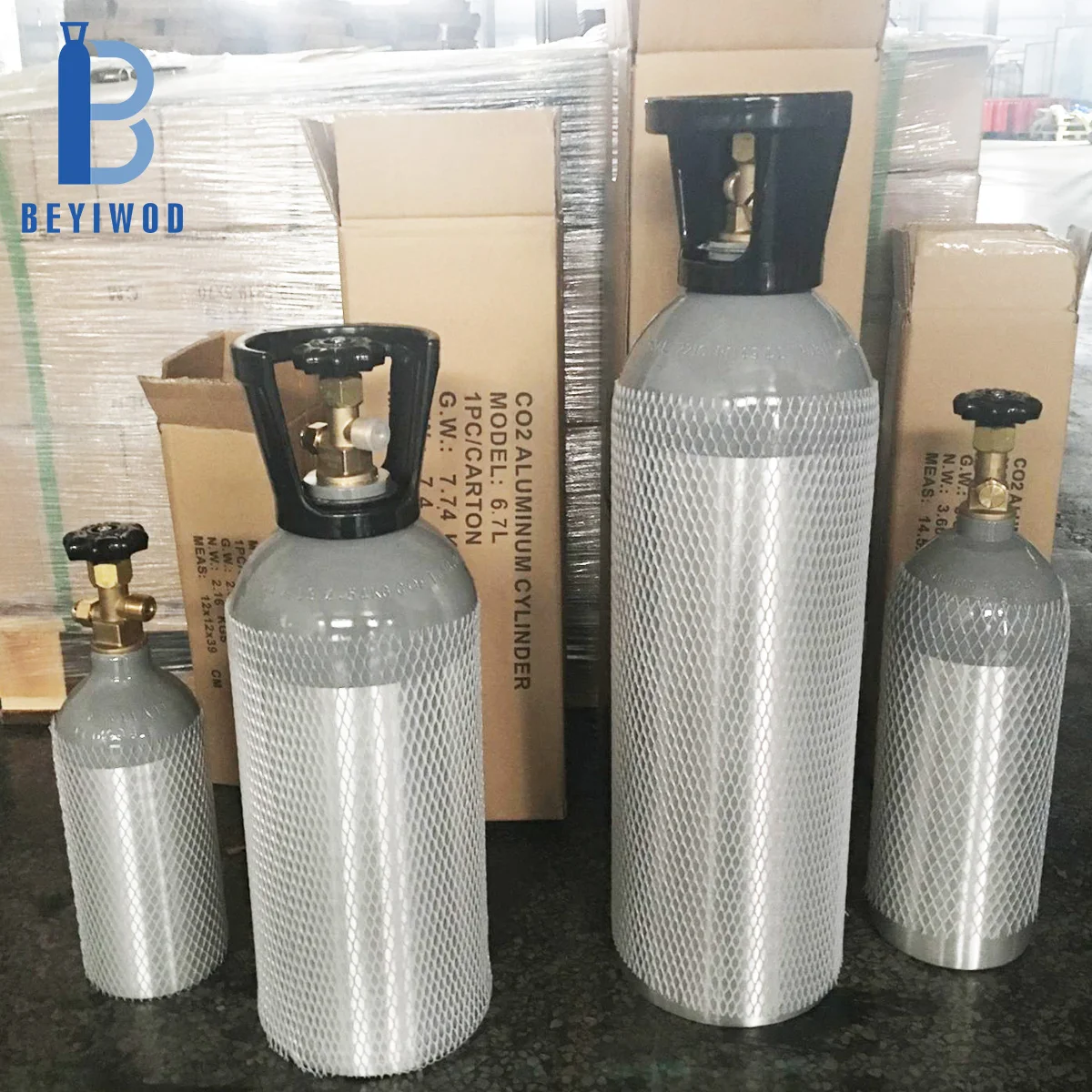 China cheap Co2 Beer brewing cylinder 5LB 10LB 20LB 13.4L co2 aluminum cylinder  with CGA320 valve and plastic handle
