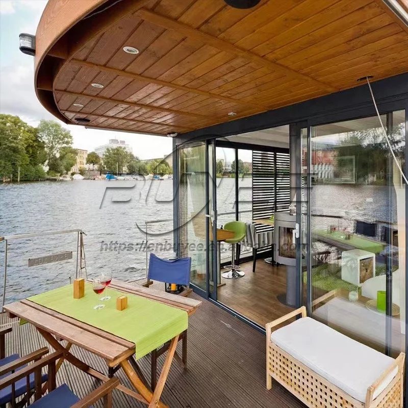 Modern Mobile Home On The Water Pontoon Boathouse Small Floating Homes Tiny House Boat Hot Sale