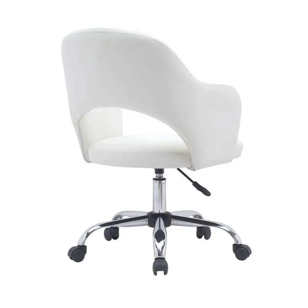 School Round Seat Training Study Chairs Modern Leather Office  Wholesale Wheel Swivel Salon Style White Chair