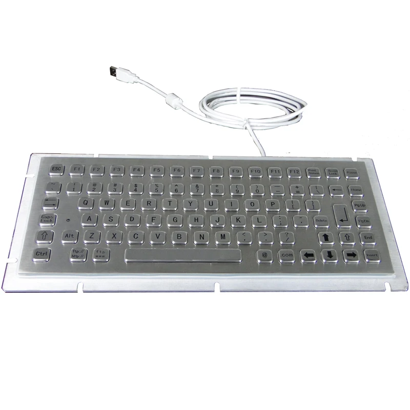 Rugged Industrial Stainless Steel Panel Mount Keyboard with 12 Function keys