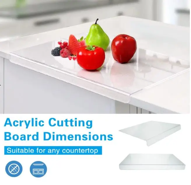 2023 NEW Acrylic Anti-Slip Transparent Cutting Board with Lip for Counter Countertop Protector