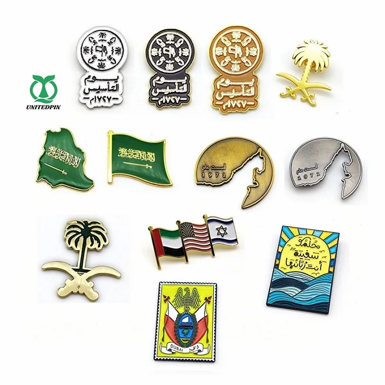 Hot Sale Saudi Souvenir Decoration Uae Custom Hard Passport Pins Enamel Soft Enameled Pin Glue Sticker For iPhone Covers