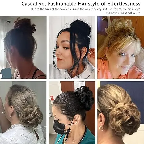 Messy Bun Hair Pieces With Rubber Band Synthetic Scrunchies Wavy Curly Chignon Ponytail Hair Extensions