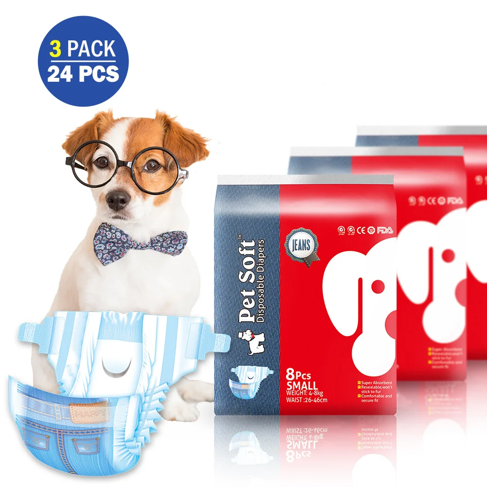 Pet Soft female jeans disposable Dog Diapers Comfortable Diapers Pads Messy Urine Physiological Pants Absorbent Pads