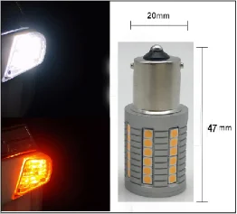 Нет гипер вспышки 12 В P21w 3156 7440 45smd 3030 сигнал поворота заднего хода теплый белый лампочка Янтарный с резистором 1156 светодиодный