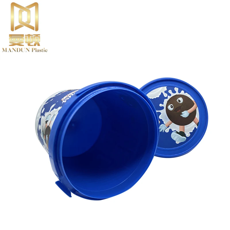 Food Grade Custom logo IML Printing 1200ml PP Plastic Food Bucket Container with Handle