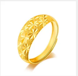 Ring Men Dubai 24K Gold Anti-allergy Smooth Simple Wedding Couples Rings Bijouterie for Man or Woman Gifts