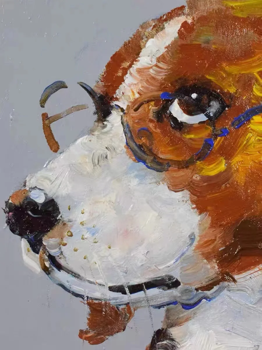 Modern abstract dog oil painting on canvas 100% handmade animal wall art for living room home decoration painting