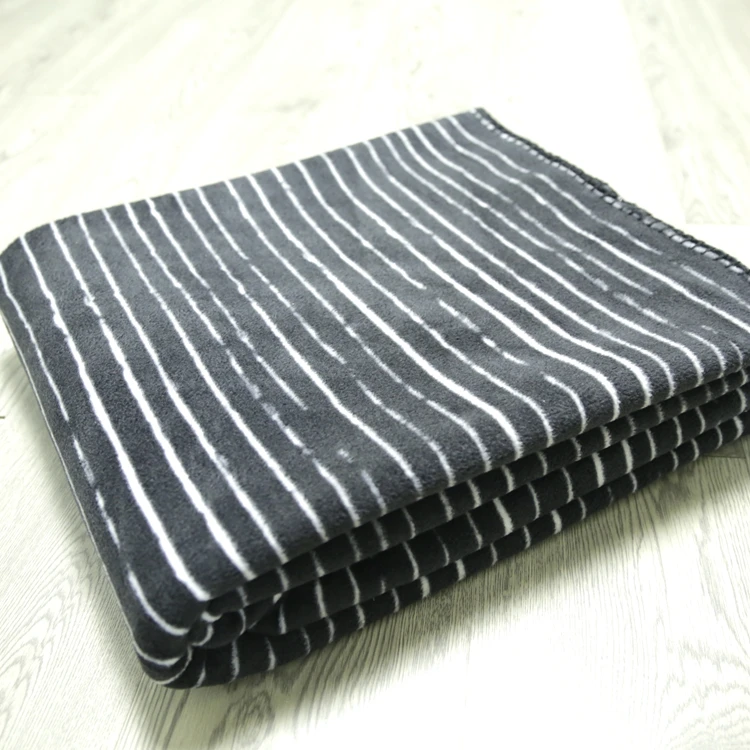 Wholesale RTS High Quality Heavy Weight Print Stripe Yoga blanket Polar Fleece Blanket Throw Chunky Knit Blanket