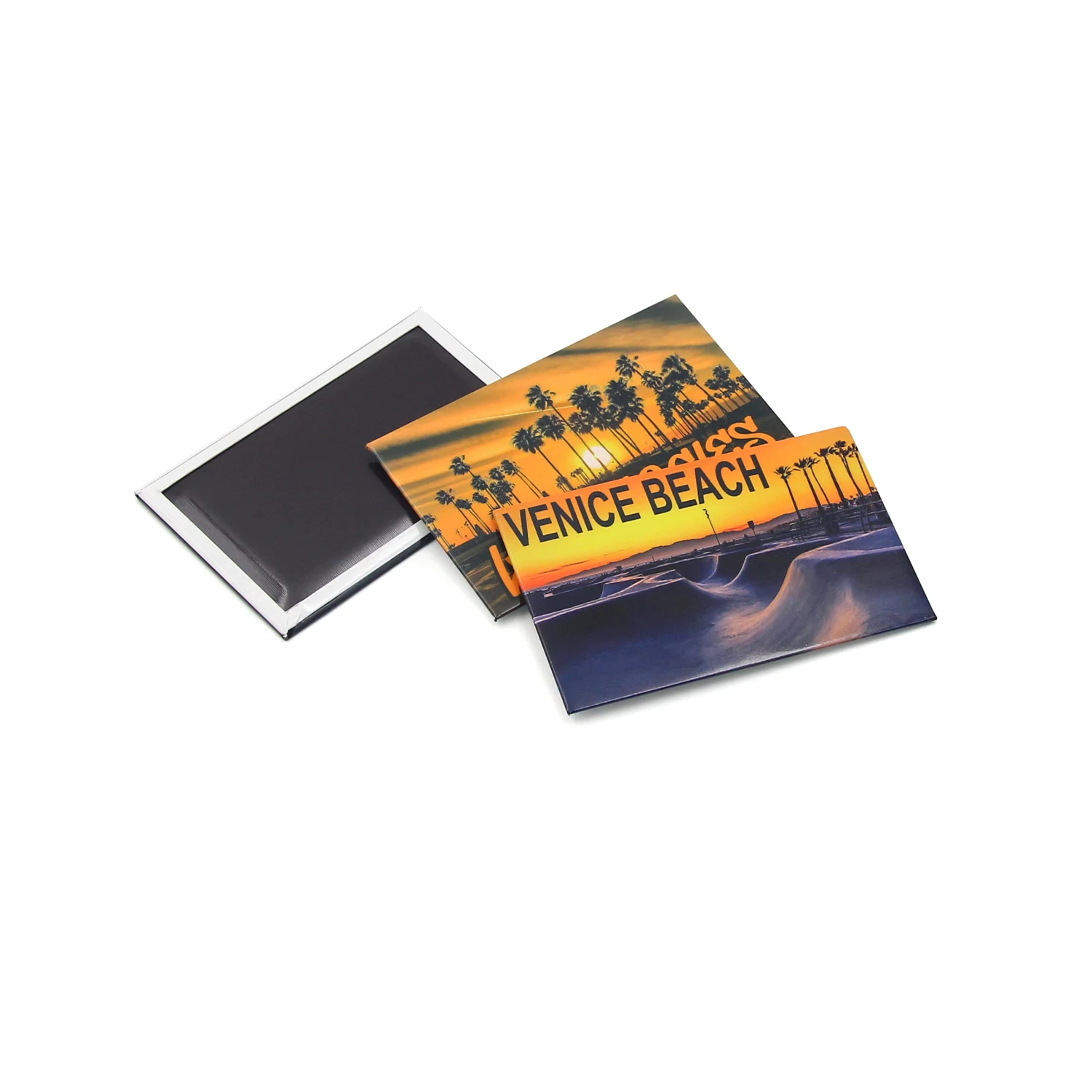 Custom Photo Los Angeles Beach Tourist Souvenir Tinplate Fridge Magnet Tin Fridge Magnet