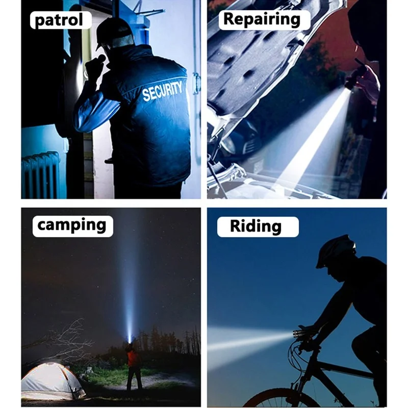 Original XM-L T6 Power Bank Led Flashlight Torch Waterproof Built In Battery Shock Resistant Self Defense Hard Bulb Light