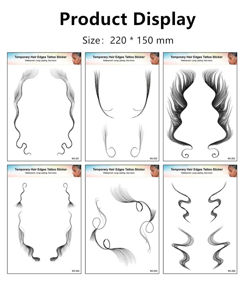 Hot sell sexy girl baby hair tattoo temporary waterproof face baby hair edges tattoo sticker