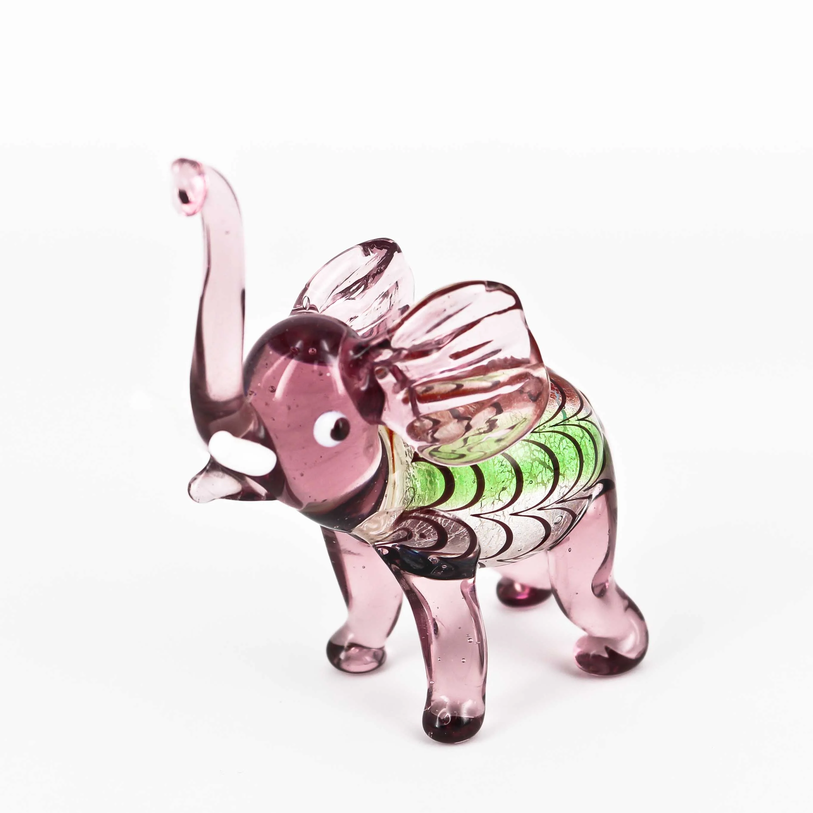 Blown glass coloured animal figurines murano glass elephant