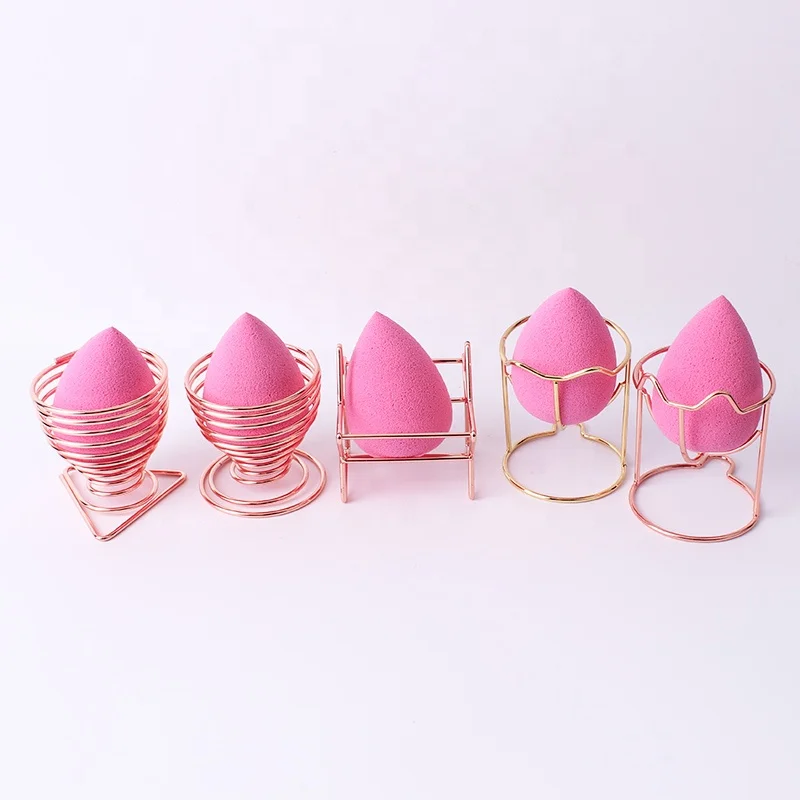hot sale high quality stainless steel grooming tools makeup sponge holder egg shape sponge puff display stand
