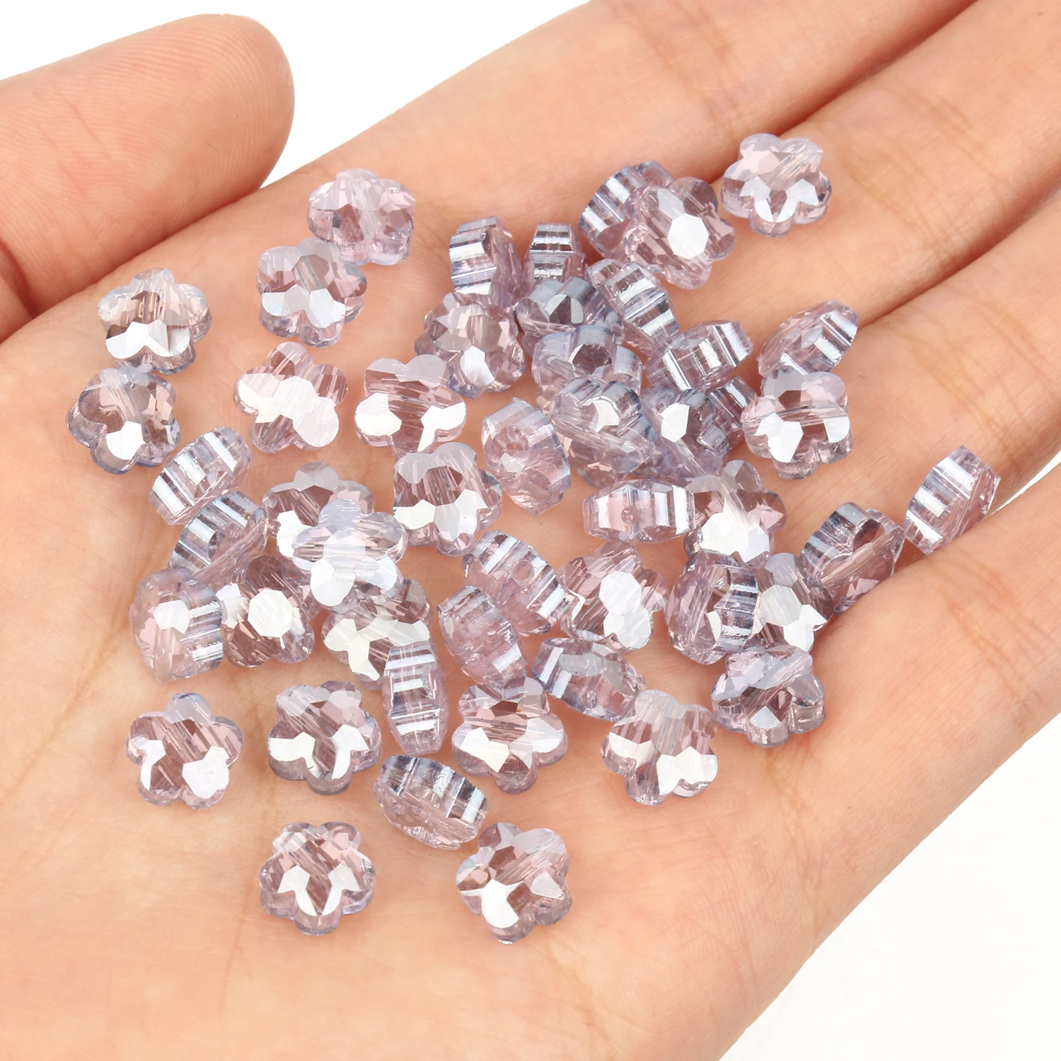 8MM Faceted Flower Shape Black/White/Blue Glass Crystal Beads For Bracelet Jewelry Making DIY