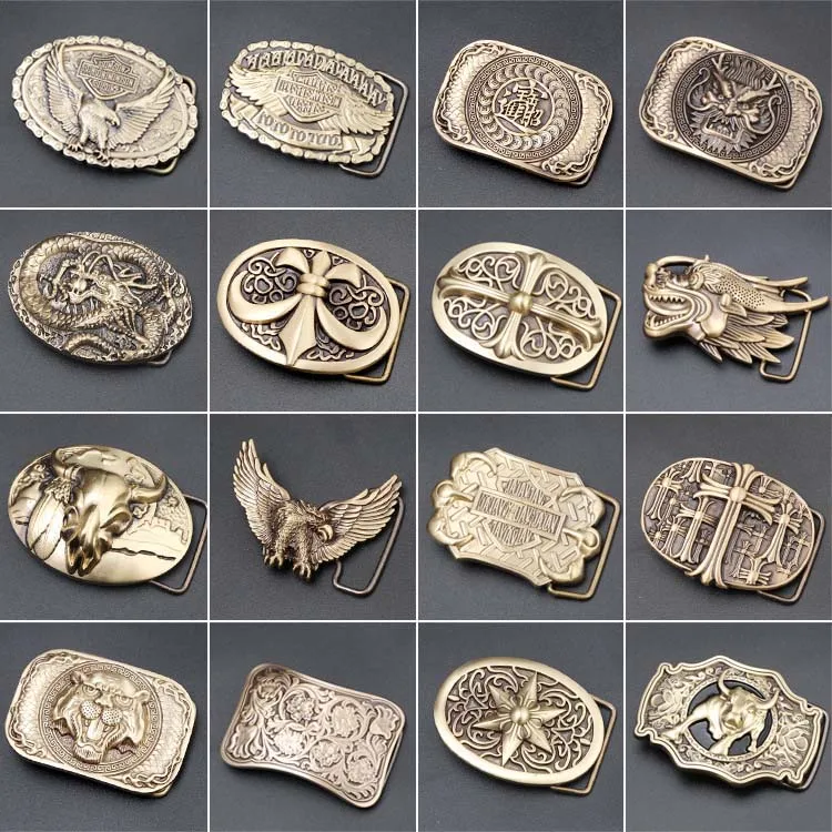 Заводская оптовая продажа, внутренняя ширина 40 мм, твердая латунная 3D тисненая 16 видов конструкций Западная именная пластина, пряжка для ремня
