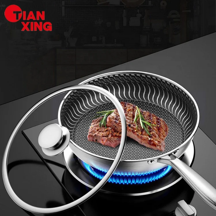 Factory Direct Triply Stainless Steel Cookware Non-stick Two Side Skillet Cooking Fry Pan Set Nonstick Frying Pan With Lid