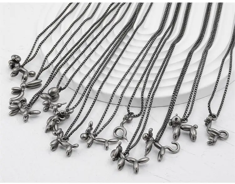 Craft Wolf Chinese Elements Jewelry 12 Zodiac Signs Chain Animal Pendant Stainless Steel Necklace