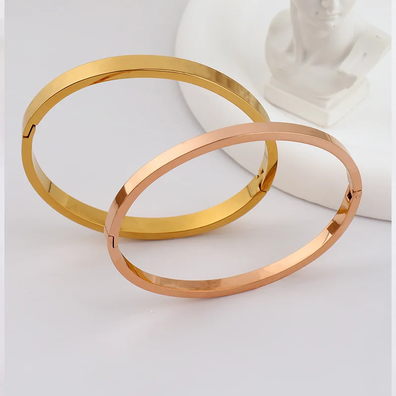 Stainless steel gold plated bracelets bangles nail heart zircon bamboo silver 18K gold jewelry women star engraved bracelet