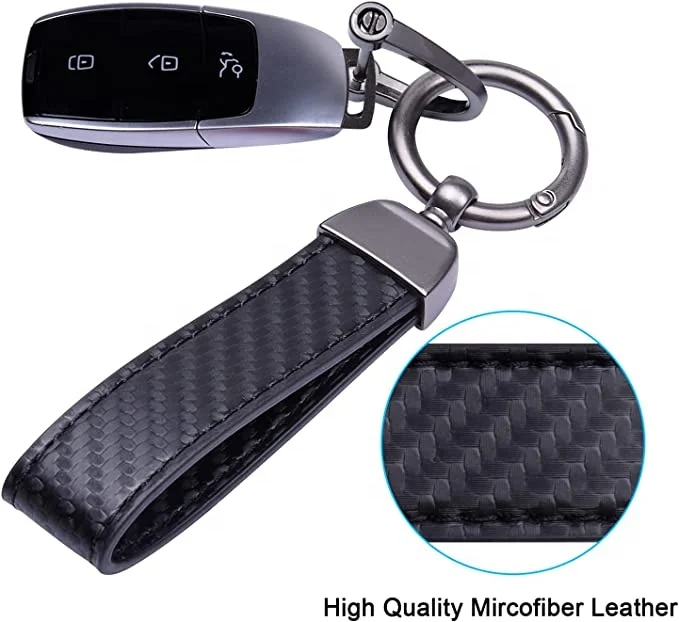 Custom Logo High Quality Luxury Craft Car Key Pendant Parts Black Microfiber Leather Western Keychain