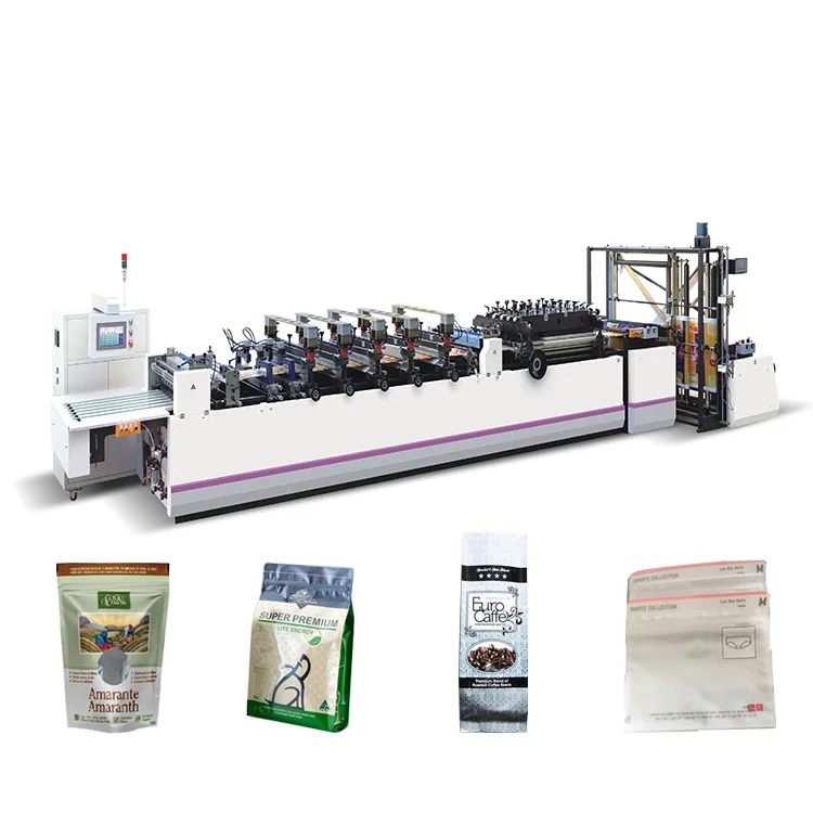 three side sealing spout zipper stand up plastic pouch making machine mylar ziplock flat bottom pouch coffee bag making machine
