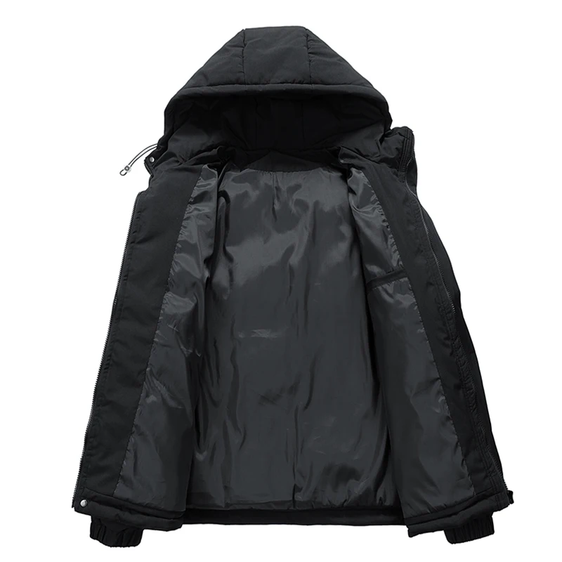 Wholesale Hood Puffer Puff Warm Thick Oem Custom Logo Zip Up Padded 100% Polyester Winter Jacket Men With Hat