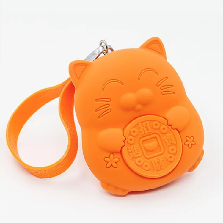 Lucky Cat Cheap 3D Silicone Rubber Cute Change Coin Purse Girls Zipper Mini Wallet