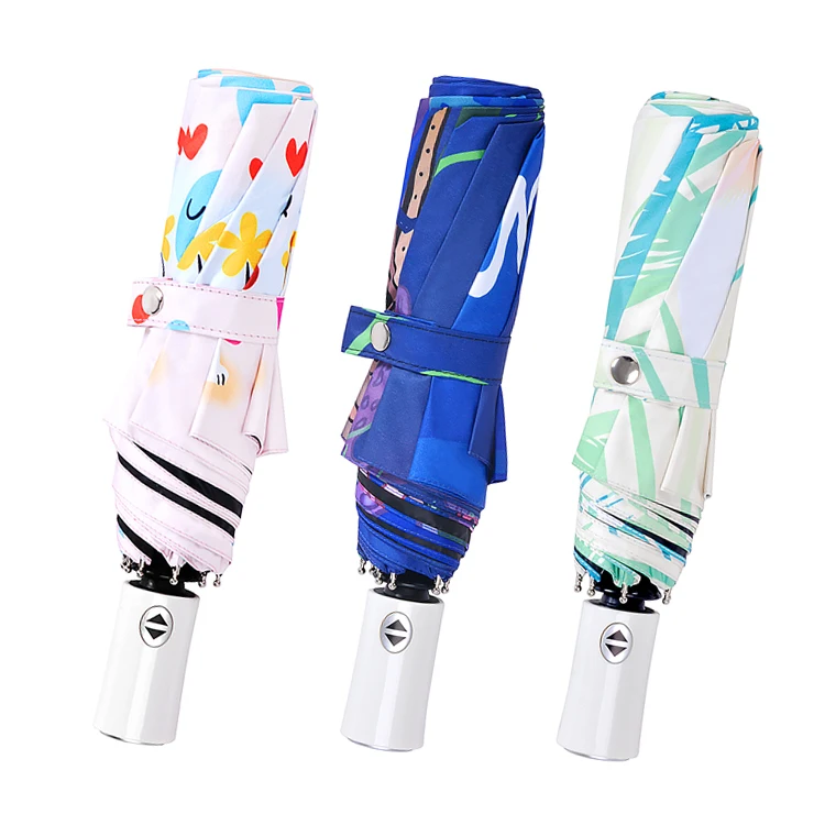Sun cationic triple folding umbrella aluminum photo print umbrella 21 inches fold african print umbrellas ankara
