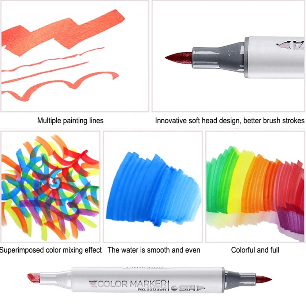 Permanent 128-Color Double Point Tip Set Alcohol-Based Art Markers with Paint Sharpie Marker Pen in a Convenient Box