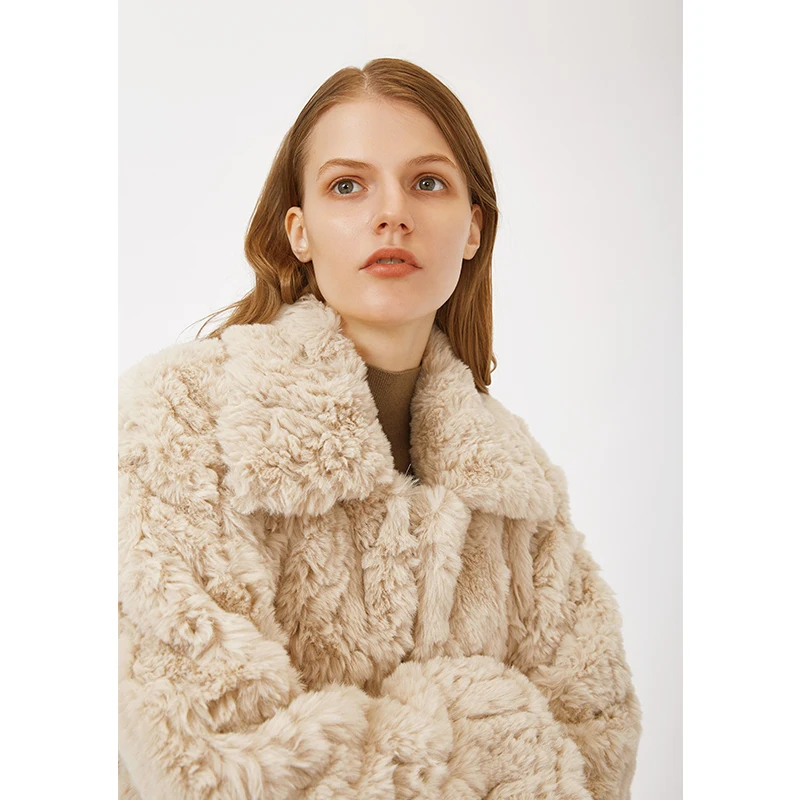 Wholesale Custom Manufacturers High Quality Private Label Winter Luxury Furry Rabbit Faux Fur Long Coat For Women