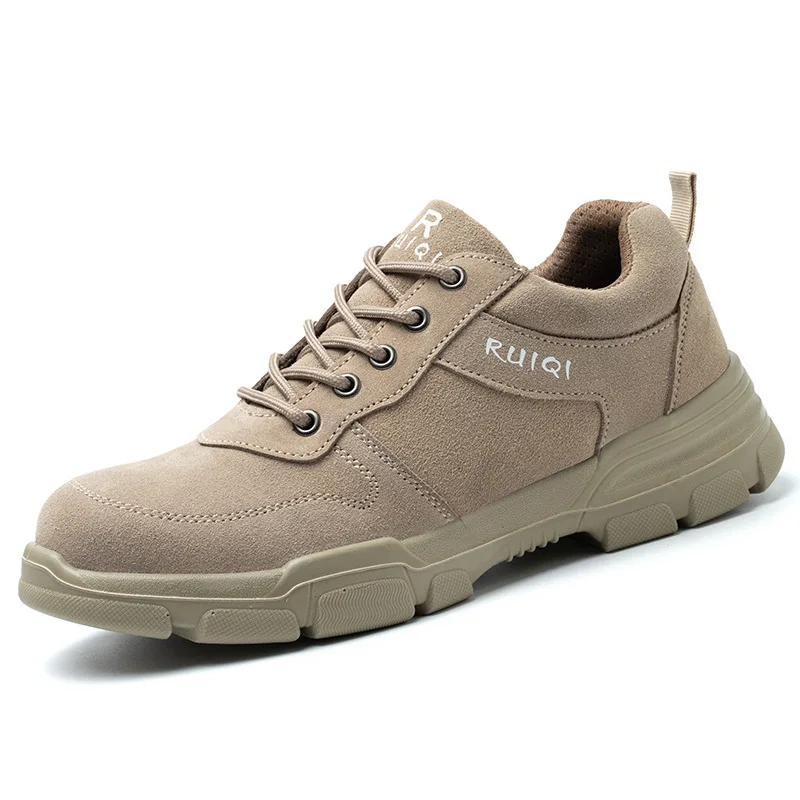 GOTAN Cow Suede Leather Functional Shoes Casual Safety Shoes Lightweight PU Sole Work Boots