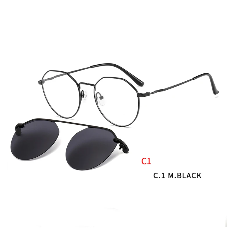 Fashion Round Frame Clips For Women Frames Metal Optical  with Magnetic Clip on Sunglasses