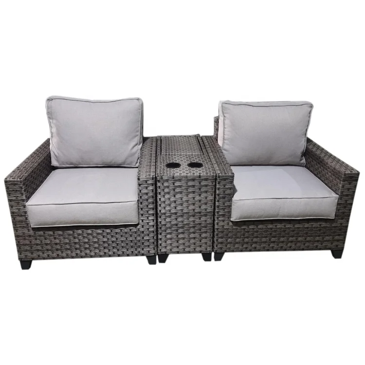 Best Selling Waterproof Sectional Modern Patio Sets Aluminium Garden Sofas Furniture Outdoor 3 Pieces Rattan Sofa Set