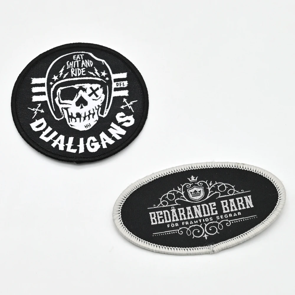 Custom Woven Badges Wholesale Custom Logo Gold Metallic Thread Woven Patches for Clothing