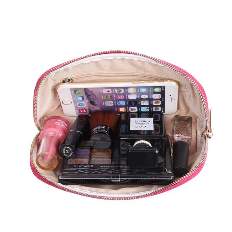 Women Cosmetic Bags PU Patent Leather Long Clutch Purse Case Waterproof Wristlet Makeup Bag