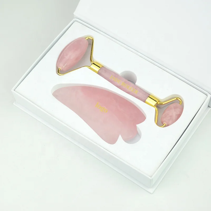 Hot natural rose quartz  beauty facial massage rose for facial roller