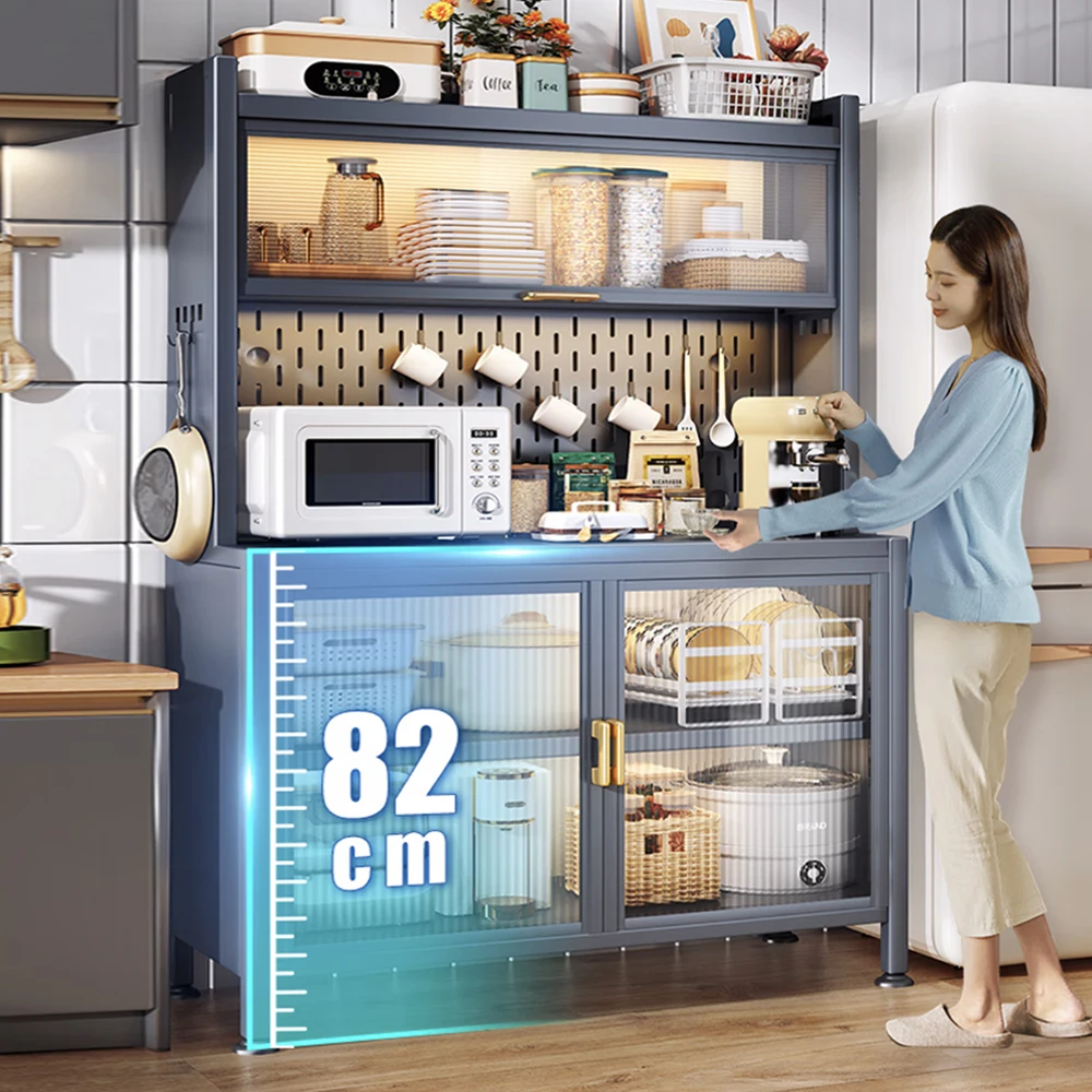 5-Tier Bakers Rack Microwave Stand Kitchen Shelves for Spices Pots and Pans Black