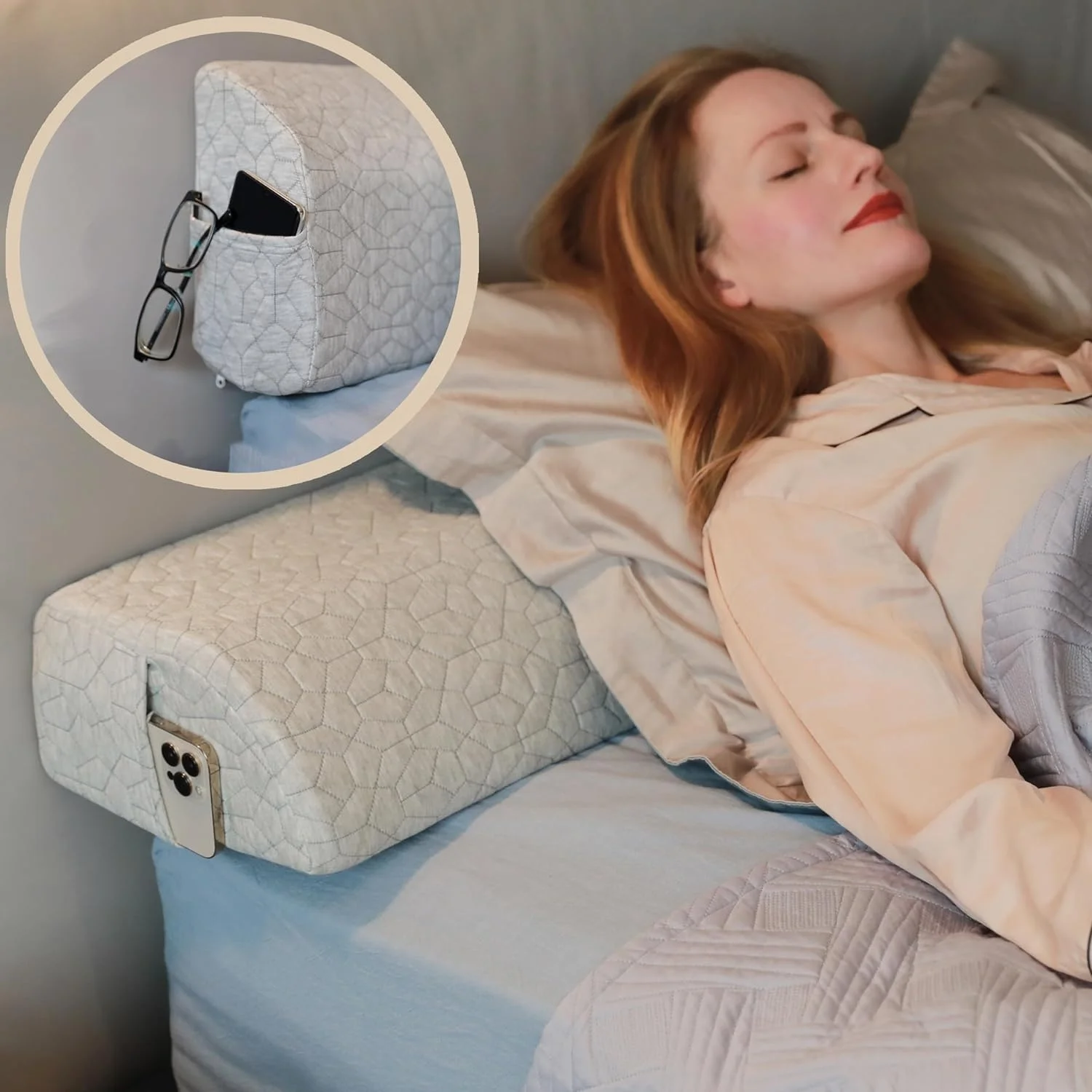 Premium High Density Memory Foam Headboard Bed Wedge Pillow for Close the Gap Between Headboard and Mattress with Washable Cover