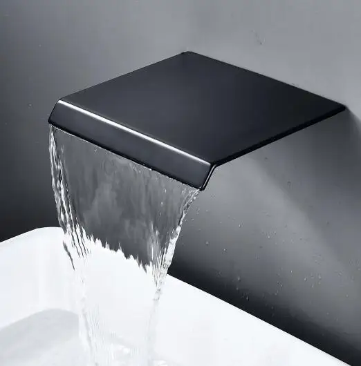Matte Black Basin Sink Faucet Waterfall Spout Wall Mounted Separate single-handle wall-mounted concealed basin faucet Crane
