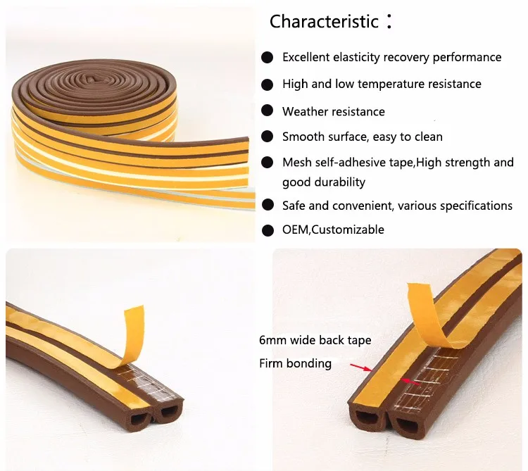 Wholesale Factory Price Adhesive D type weather strip epdm foam rubber weather strip seal strips