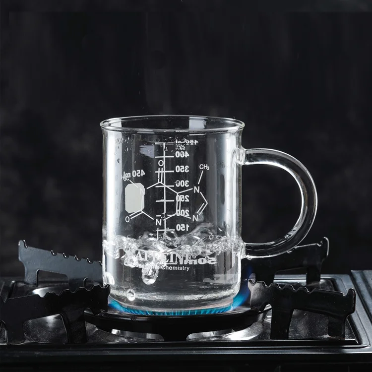 400ml Low Form Borosilicate3.3 Glass Beaker Cup with Handle for Kitchen Cooking or Bar Cocktail Making