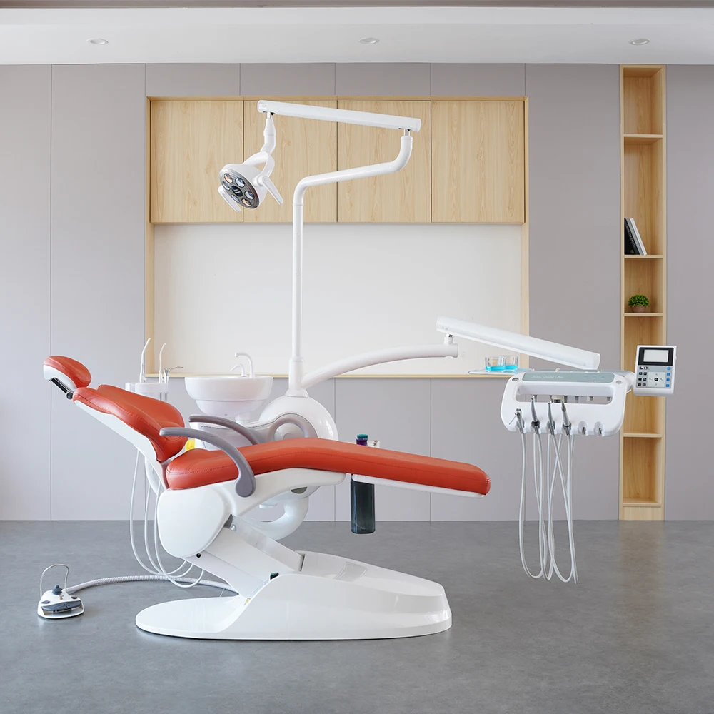 Italy Design High Quality M2 Dental Chair With LED Sensor Operation Lamp and curing light Dental Unit  central suction system
