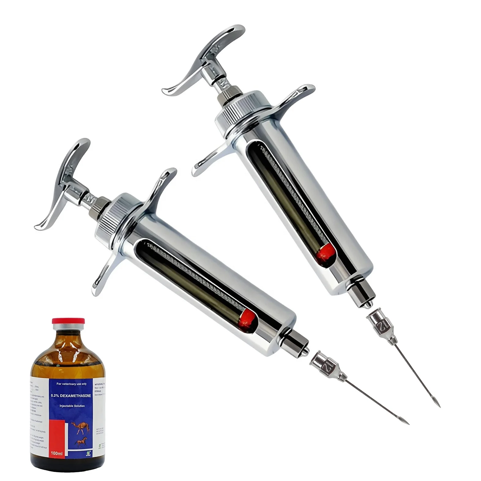 Шприц для инъекций из нержавеющей стали ветеринарного использования многоразовый шприц вакцин животных автоматический домашнего скота металлический игла