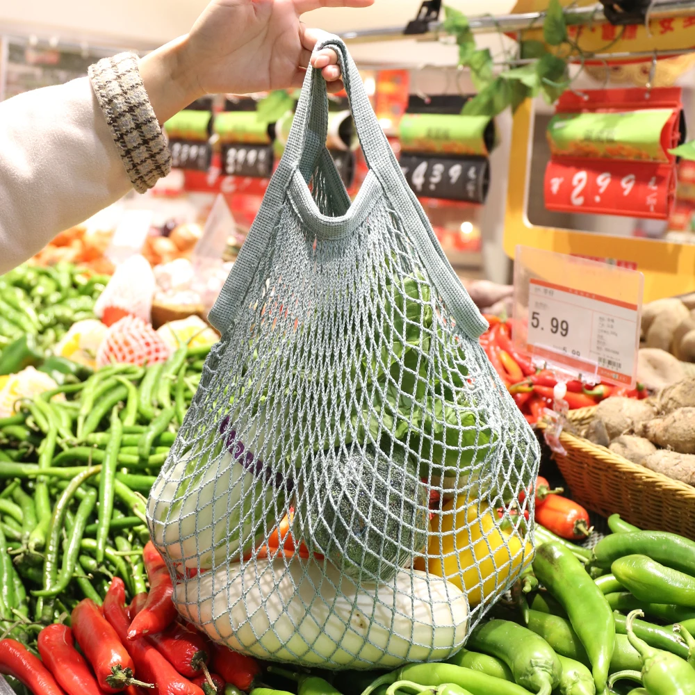 High performance customized produce reusable grocery mesh shopping bag set